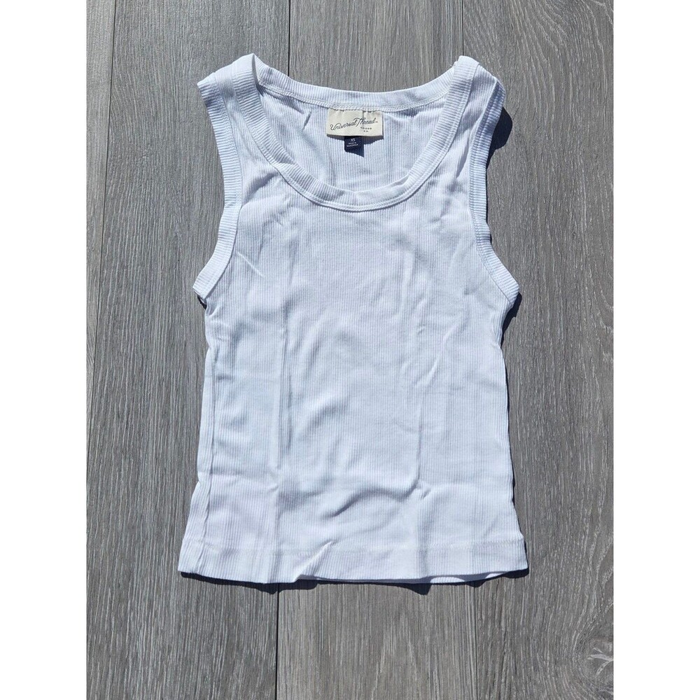 Universal Thread White Ribbed Scoop Neck Tank Top